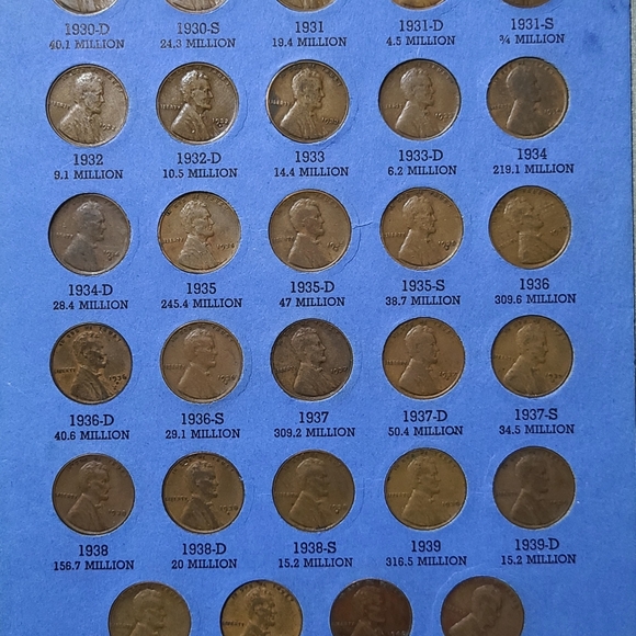 1909-1940 lincoln wheat cent penny ALBUM ONLY ONE COIN MISSING THE 1909 S VDB - Picture 4 of 10